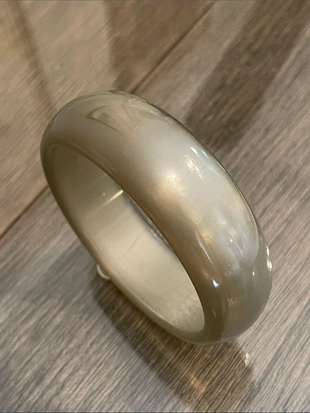 Vintage Acrylic Moonglow - Cat’s Eye Grey Bangle Bracelet- Size 8” approx